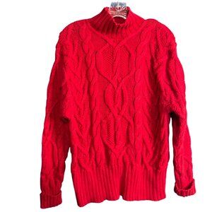 Coldwater Creek Red Cable Knit Turtleneck Sweater L